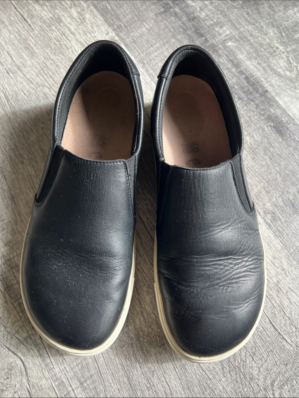 Birkenstock Oswego Black Leather Slip On Sneakers Shoes Women 9 Men 7